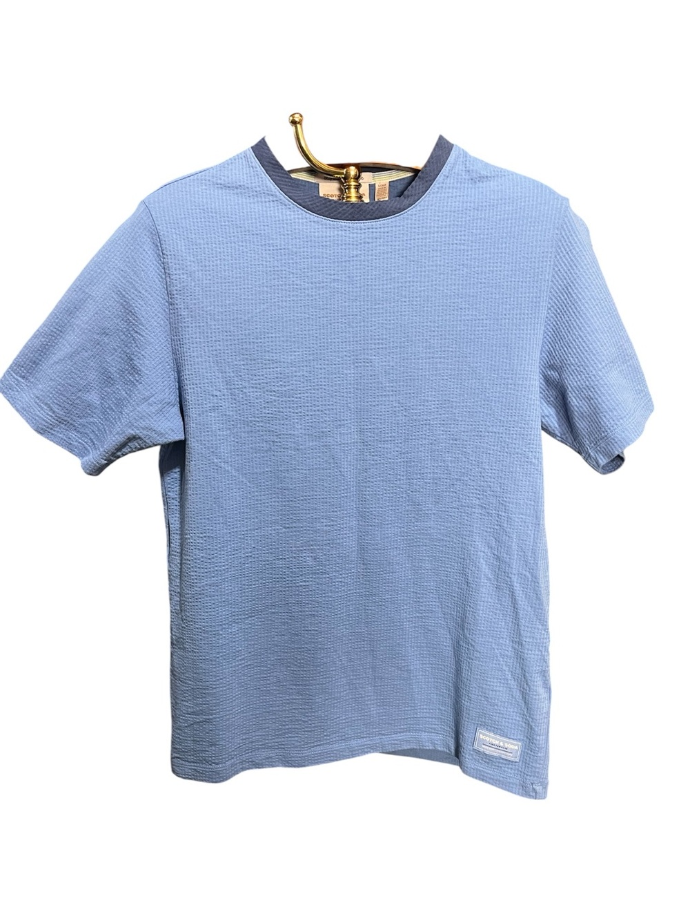 Scotch & Soda Blue Short-Sleeve Tee with Navy Collar Small - Picture 3 of 9